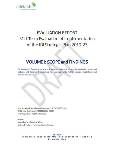 Mid-term Evaluation of IDI’s Strategic Plan Volume 1