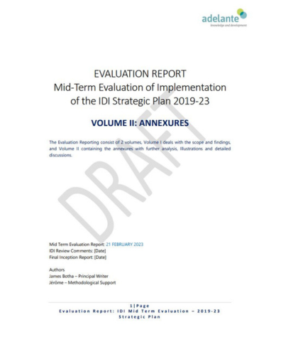 Mid-term Evaluation of IDI’s Strategic Plan Annexures Volume 2