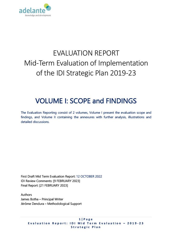 Mid-term Evaluation of IDI’s Strategic Plan Volume 1