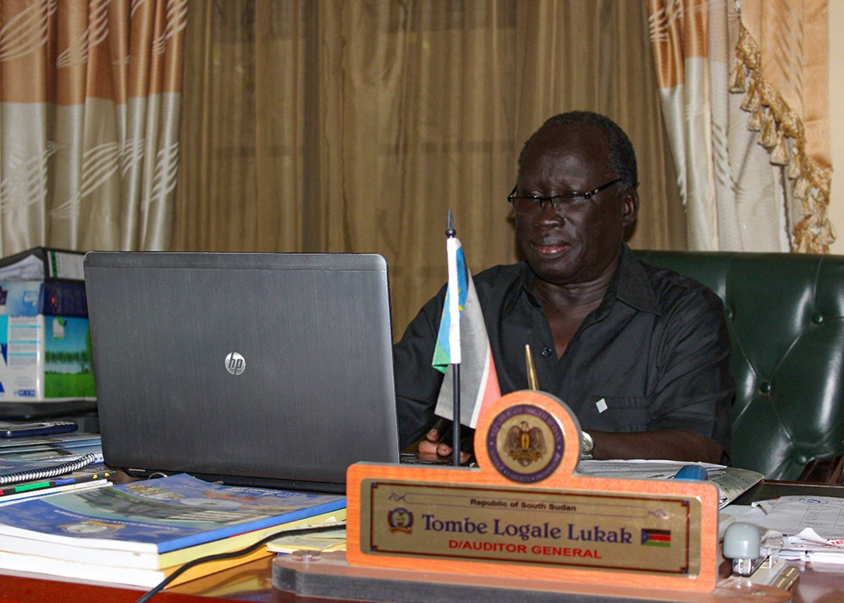 Deputy Auditor General Hon Tombe Lukak  in the Juba office