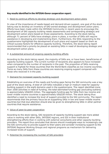 2010 Global SAI Stocktaking Report Key Results Cover