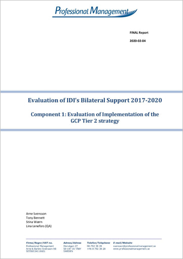 Evaluation of IDI's Bilateral Support 2017-2020 Evaluation Component 1: Evaluation of Implementation of the GCP Tier 2 Strategy Cover