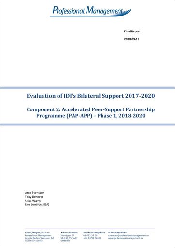 Component 2: Accelerated Peer-Support Partnership Programme (PAP-APP) - Phase 1, 2018-2020 Cover