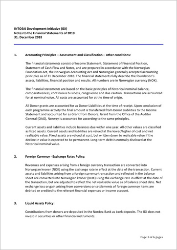 Notes to the Financial Statements 2018 Cover