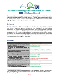 Accelerated Peer-Support Partnership in The Gambia: 2020-2021 Annual Report cover