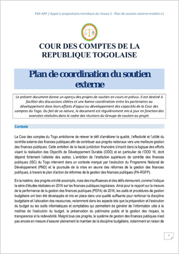 CdC du Togo : Plan Soutien Externe