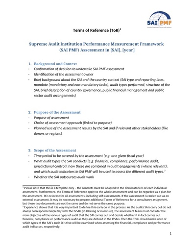 SAI PMF ToR template