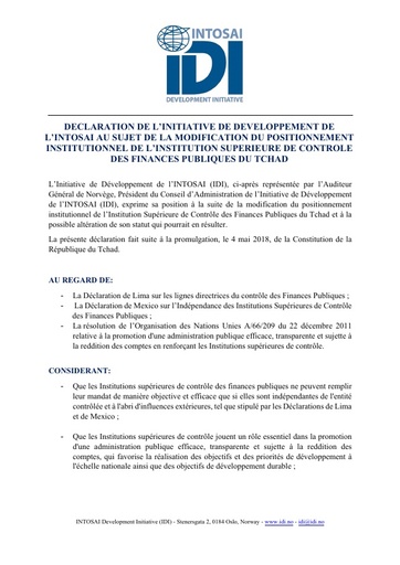 Déclaration IDI ISC Tchad francais