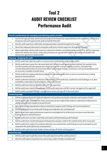 Tool 2   Audit Review Checklist (PA)