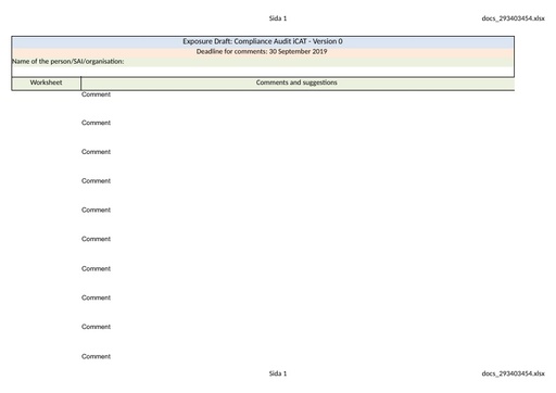 Template disposition of comments for CA iCAT Version 0, Spanish