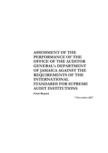 Jamaican SAI PMF Assesment Full Report