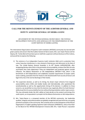 IDI Statement - Sierra Leone