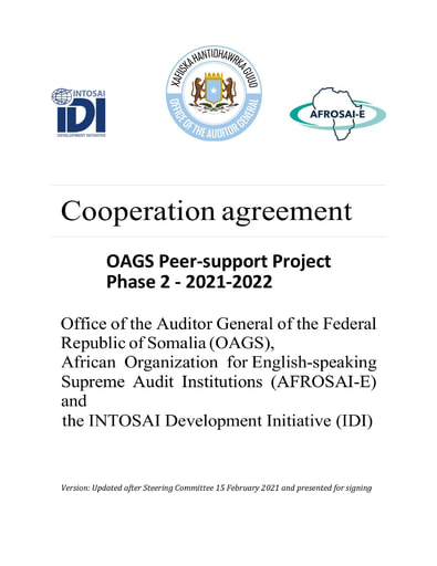 Cooperation Agreement: IDI, AFROSAI-E and SAI Somalia (OAGS) Peer support 2021-2022