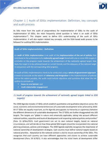 ISAM Chapter 1: Audit of SDGs implementation - Definition, key concepts and audit process