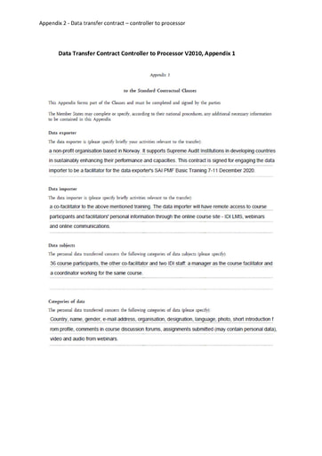 PESA Online Assessment Tender -Appendix 2 - Example