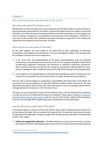 TAI audit guide chapter 3 Mainstreaming impact considerations