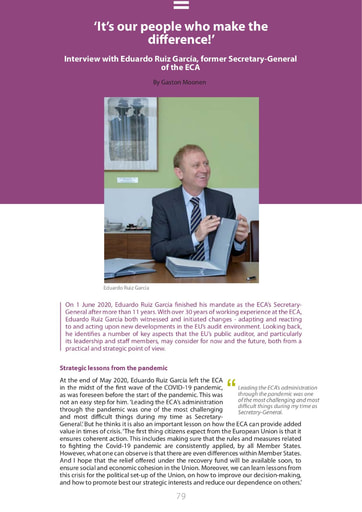 Interview with Eduardo Ruiz García, former Secretary General of the ECA (ECA Journal 1 2021)