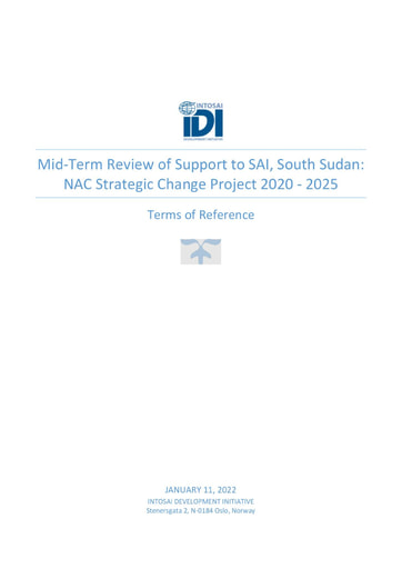ToRs: Midterm review of support to SAI South Sudan