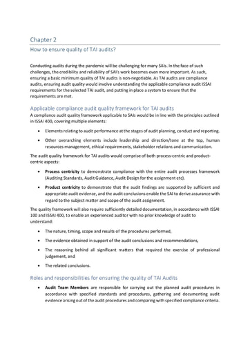 TAI audit guide chapter 2 How to ensure quality of tai audits