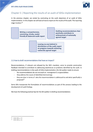 ISAM Chapter 5: Reporting the results of an audit of SDGs implementation