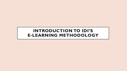 1 Introduction to IDI's eLearning Methodology
