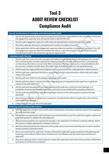Tool 3   Audit Review Checklist (CA)